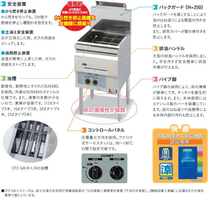 オイルセービングフライヤーその他の特長